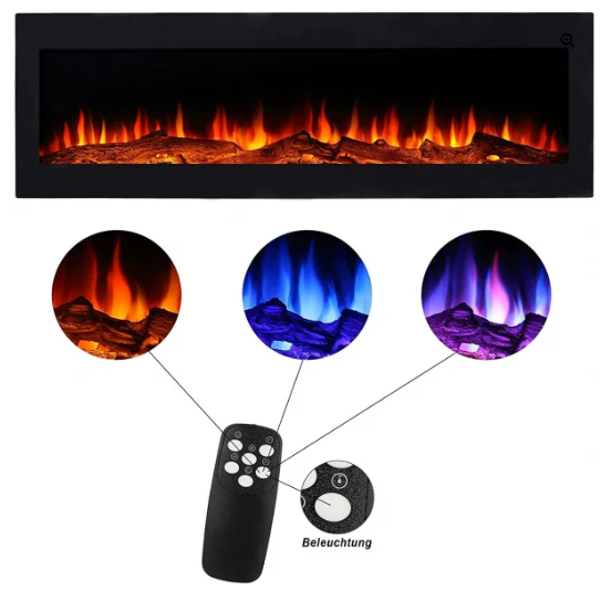 El Fuego® Elektrokamin. Fernbedienung mit energiesparender LED-Beleuchtung, Einbaukamin